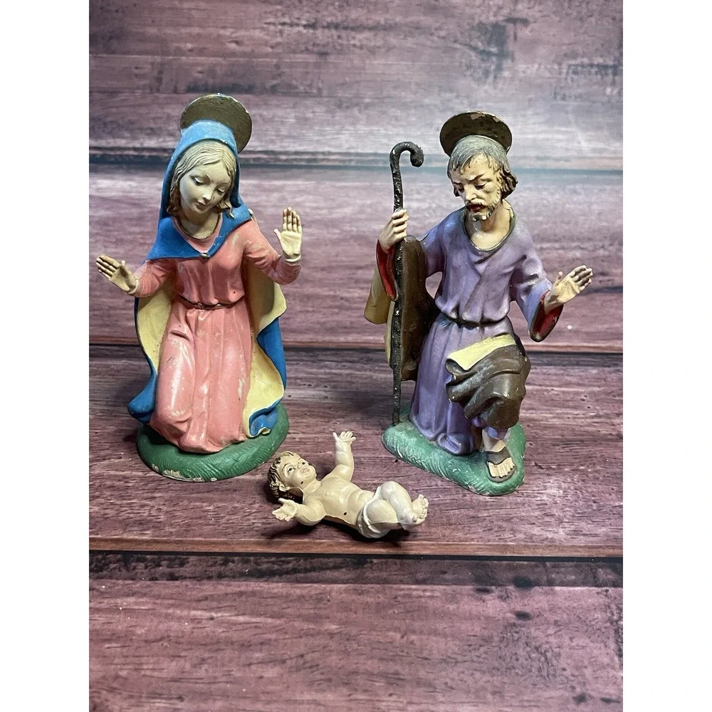 Mary,Joseph,Depose Italy,Nativity Figurines,Vintage,Set/3 Missing Manger